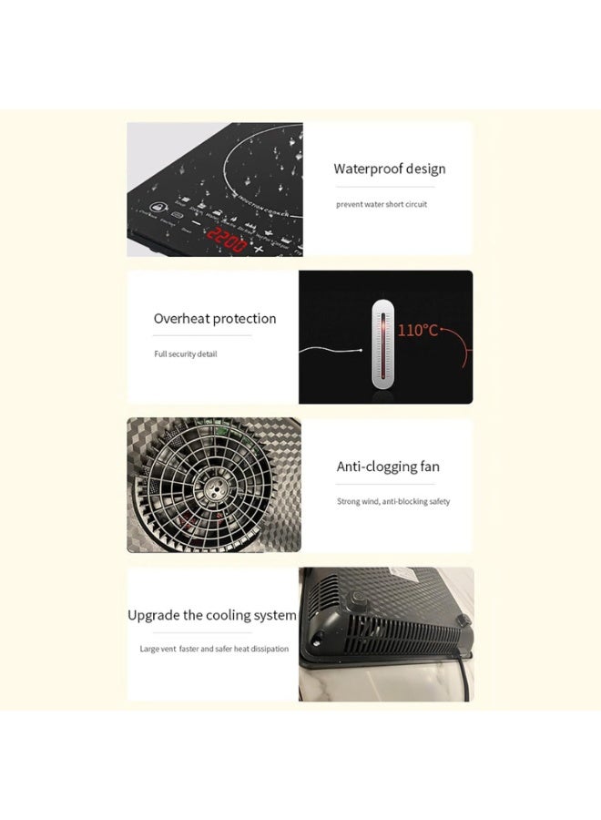 الحلم موقد حث كهربائي محمول 2200 واط، سطح طهي بلمس مع 8 برامج مسبقة، موقد حث مدمج للاستخدام المنزلي والفنادق والمطاعم والكرفانات والاستخدام الخارجي - Image 4